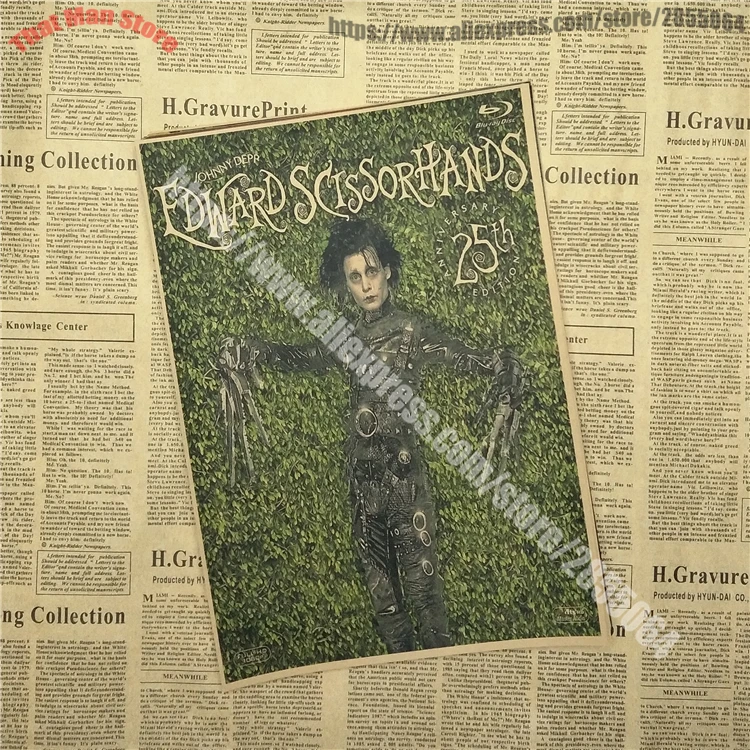 Эдвард Руки-ножницы плакат Beetlejuice Тим Бертон фильмы домашний декор пользовательские моды Классическая Настенная Наклейка