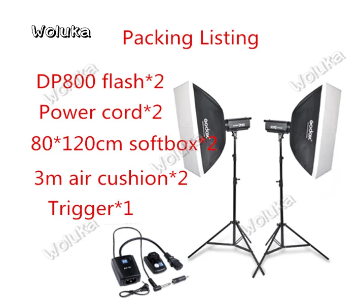 Godox DP800w теневая комната Вспышка Комплект из двух ламп фотостудия мягкий свет