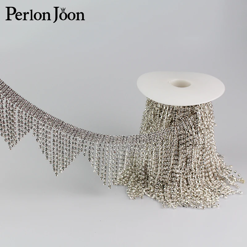 

1 ярд волнистые Стразы с бахромой и металлической цепочкой для платья, сумки, аксессуары для обуви ML002