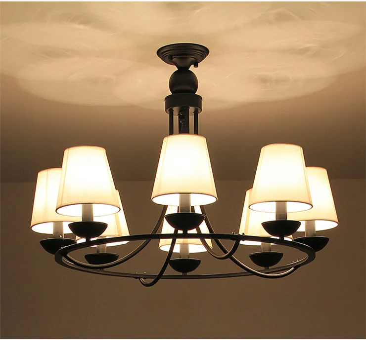 American country retro modern minimalist living room chandelier Nordic creative personality cloth cover restaurant bedroom lamp | Освещение