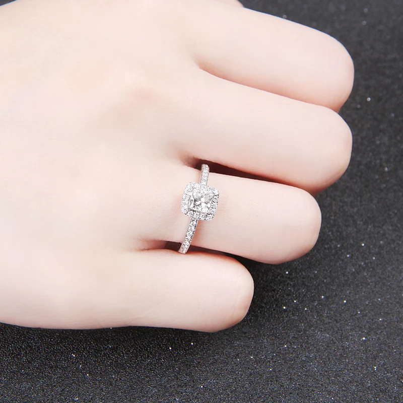 ZHJIASHUN элегантные 1CT принцесса огранки моиссаниты 14K Soild Белое золото