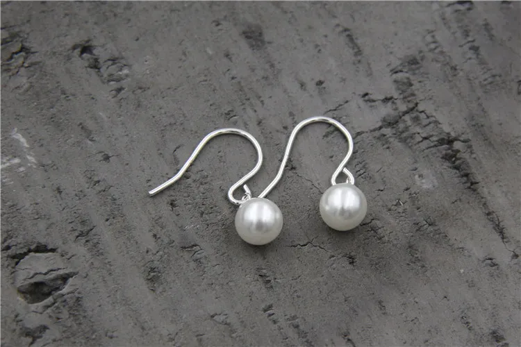 Pearl Earrings for Women Real 925 Sterling Silver Simple Beads Earring Hypoallergenic Drop Fashion Jewelry | Украшения и
