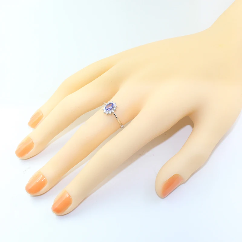 Обручальное кольцо Kate Princess в том же стиле, 0.5ct, натуральный Танзанит, серебряное кольцо, серебро 925 пробы, танзанит, свадебное кольцо для девочек