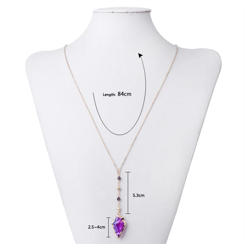 BOJIU горячая Распродажа подвеска из каменной друзы длинное ожерелье модное летнее