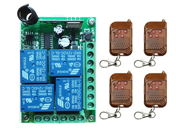 Реле освещения для умного дома 12 В постоянного тока 4 канала 10 А|rf wireless remote control|rf