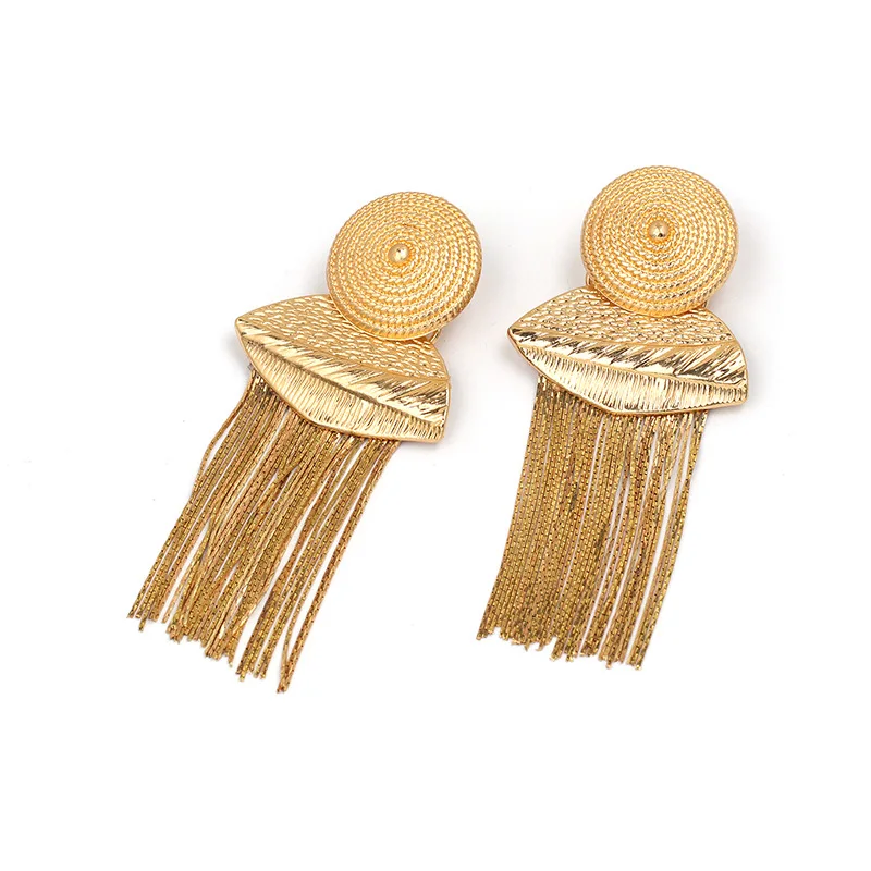 JZYN new Vintage Metal Chain Tassel Statement Dangle Drop Earrings For Women Trendy Geometric Jewelry | Украшения и аксессуары