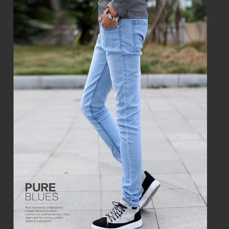 Горячая Стиль 2020 мода мальчиков светильник синий Slim Fit Брюки карандаш