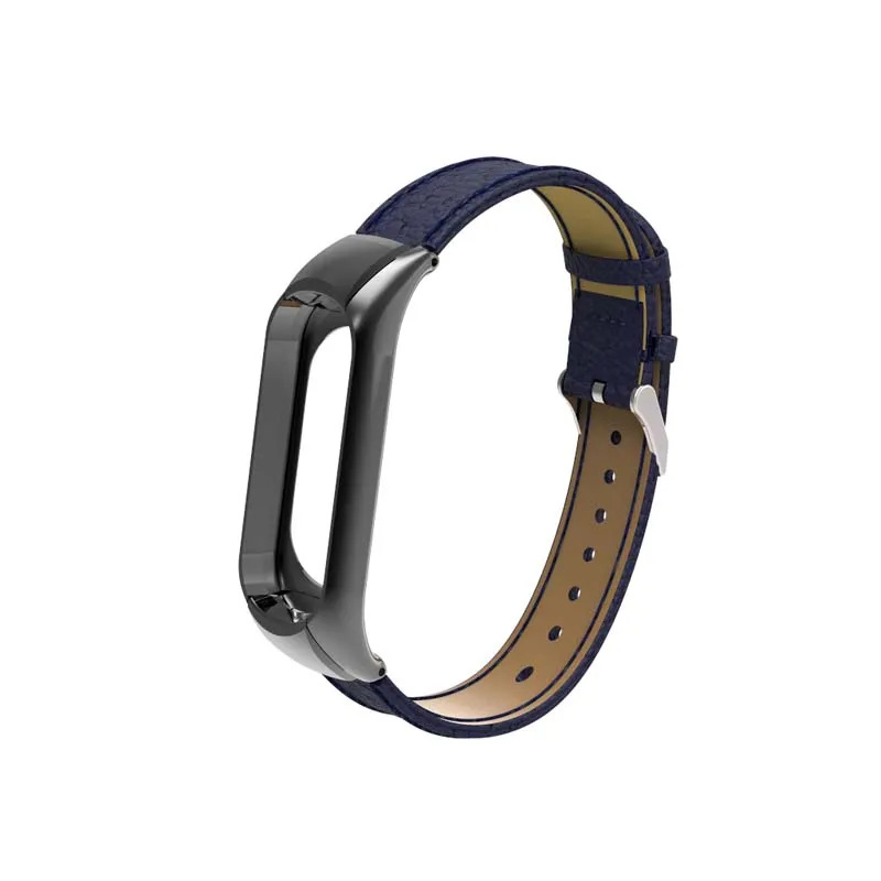 Teamyo mi Band 3 Ремешок Браслет из натуральной кожи для xiaomi mi band 3 Смарт-часы браслет аксессуары ремешок браслет mi Band 3 - Цвет: Синий