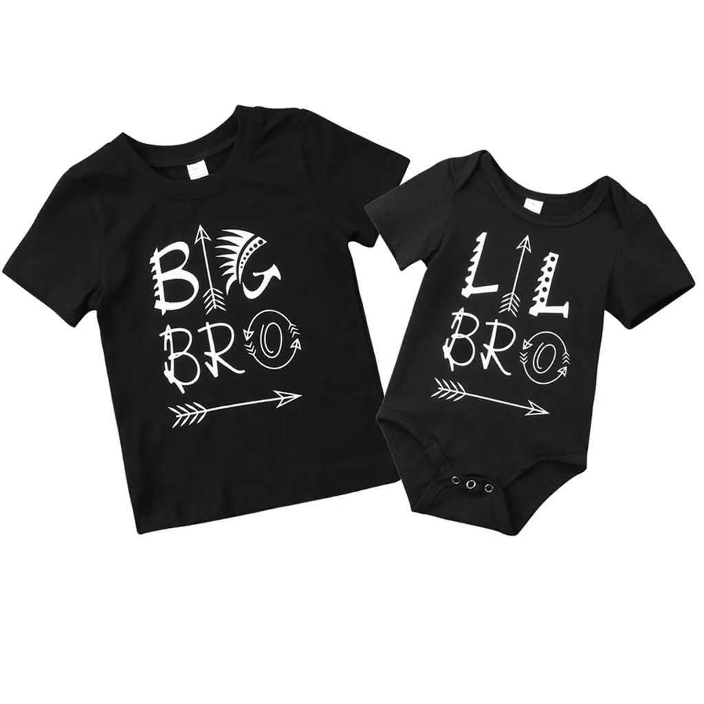 Одежда для маленьких мальчиков Хлопковый комбинезон с надписью Little Brother Футболка