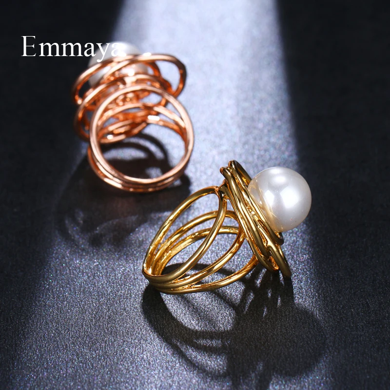 Emmaya яркий жемчуг круглая скручивающаяся форма кольца для девушек три цвета