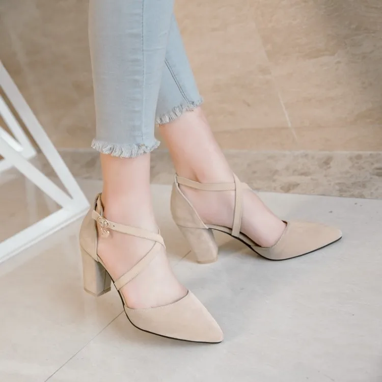 Сандалии женские на высоком каблуке босоножки с острым носком туфли толстом