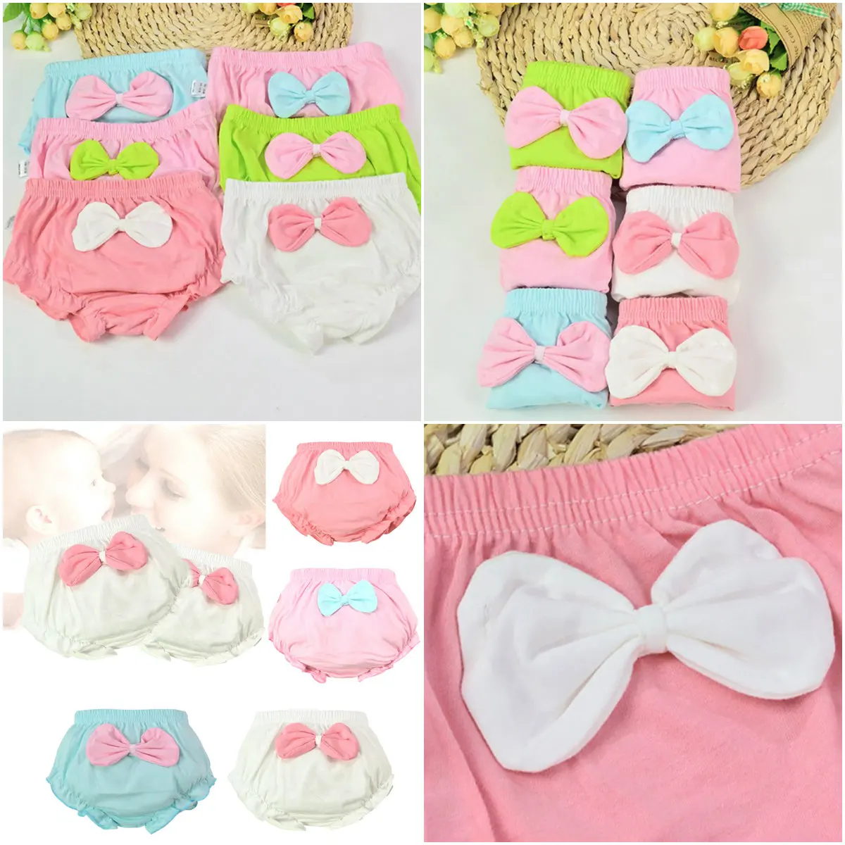 Хлопковые трусы с большим бантом 4 цвета 1 шт.| |