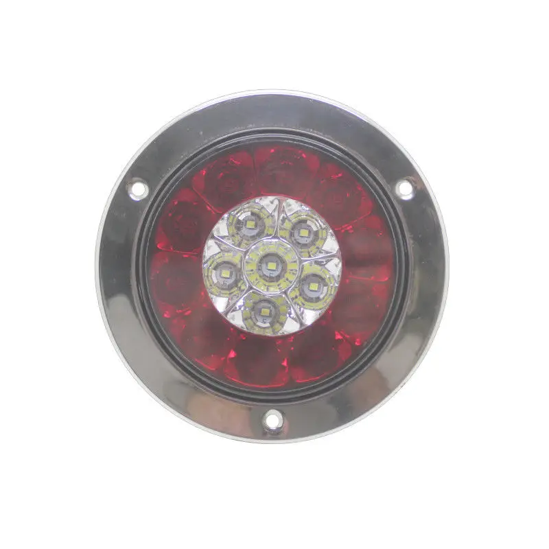 2 шт. 4 дюймовое круглое хромированное кольцо Fuleem 16LED красное и белое для