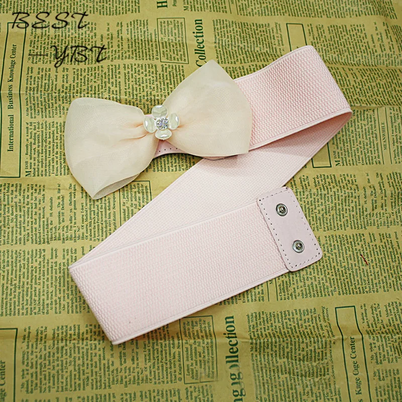 Девушки модные аксессуары взрыва лук кружевной ткани эластичный пояс дамы ретро