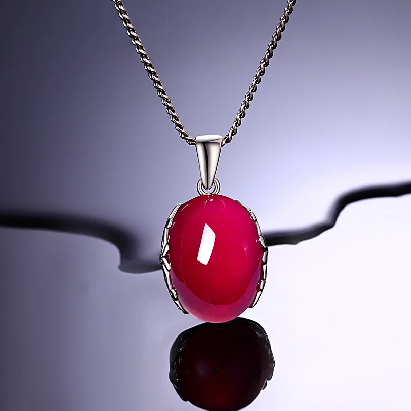 

Retro Natural Carnelian Real 925 Silver Pendnat For Women Vintage Style Silver Pendant Necklace Original Fine Jewelry