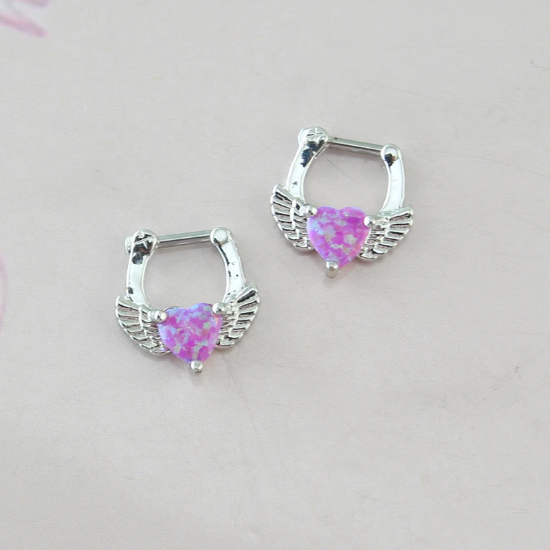 Ювелирное изделие в форме сердца с опалом украшение для пирсинга крыльев Ангела |