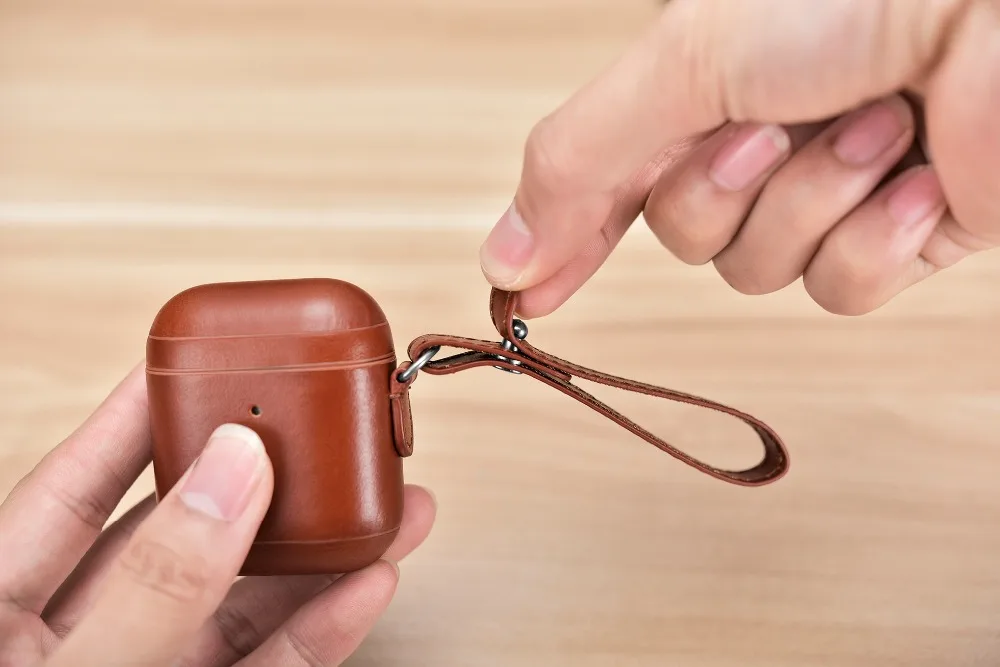 Geniune кожаный чехол для Airpods чехол s Для Air Pods Earpods защитный чехол для наушников с ремешком для iphone