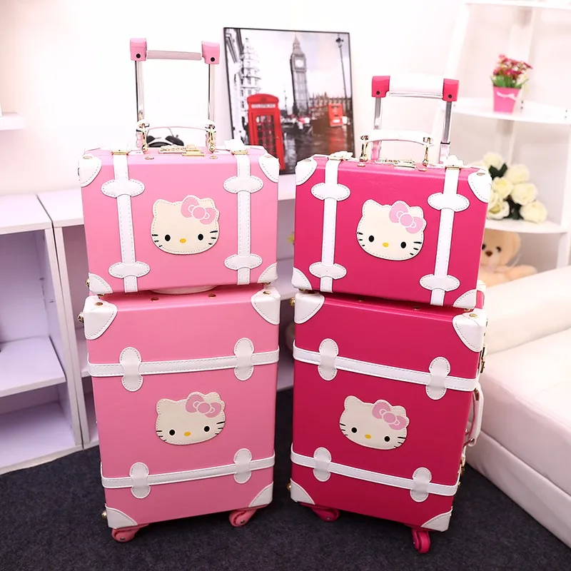 Женский винтажный чемодан на колесиках дорожная сумка hello kitty чемодан универсальный на колесиках багажные наборы Дорожный чемодан 2" 22" 2" дюймов