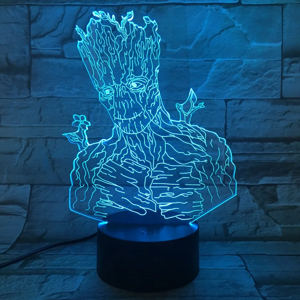 Groot Хранители 3D светодиодный свет Хэллоуин украшения подарок ребенок праздник USB