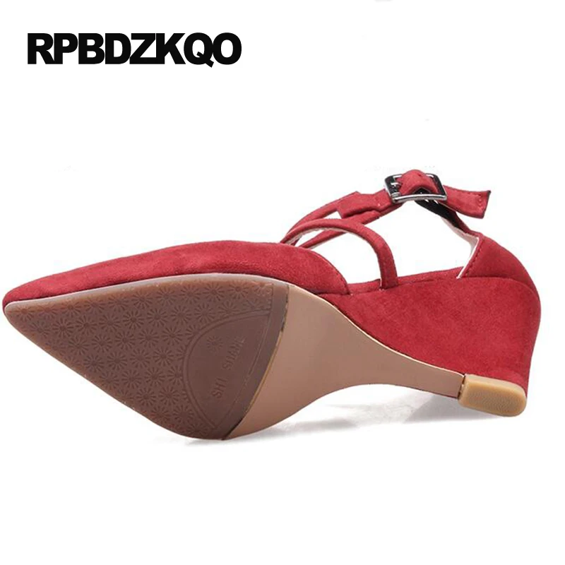 Тонкий ремешком туфли на танкетке маленький размер Ремень для лодыжки Размер 4 34