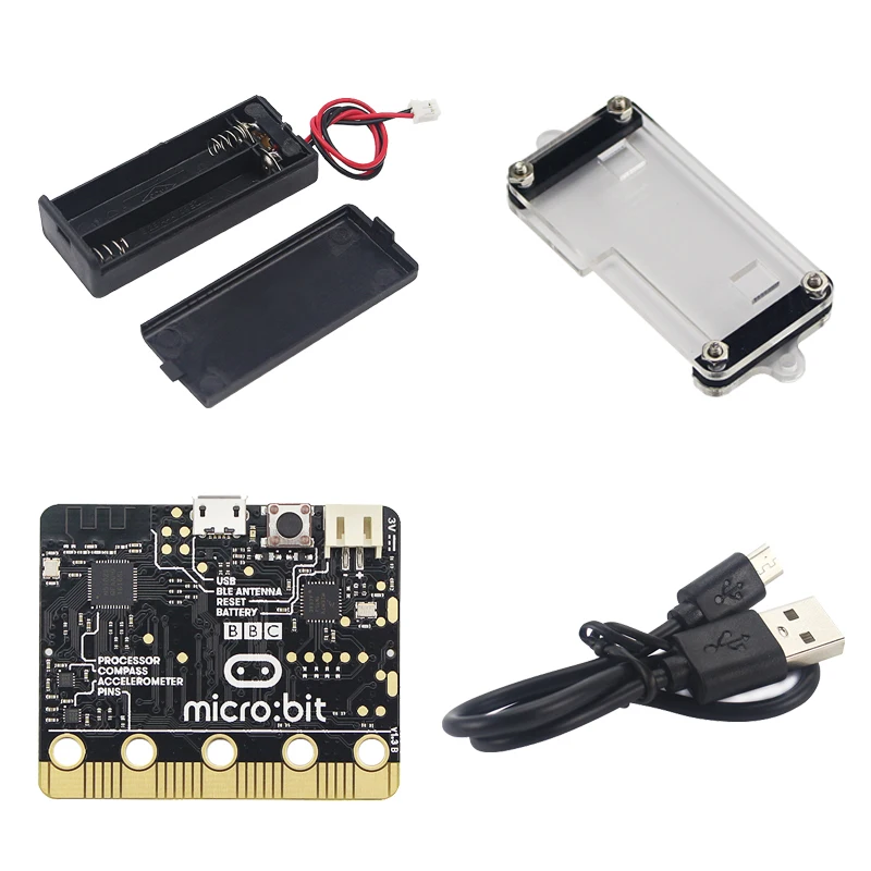 Набор для начинающих BBC Micro:bit Board + акриловый чехол батареи Micro USB Power & DATA Cable детей