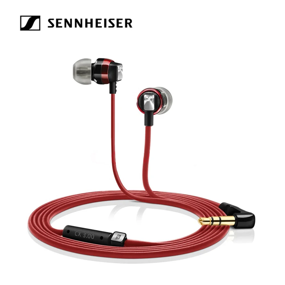 Красный Наушники Sennheiser CX 3,00 3,5 мм, динамическая гарнитура, стерео звук, тяжелый бас, наушники с кабелем 1,2 м для телефона - Цвет: Красный