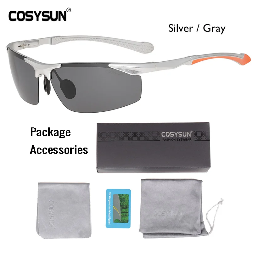 SilverGray BriefPKG Мужские поляризованные алюминиевые солнцезащитные очки без оправы, мужские очки для вождения, HD поляризованные солнцезащитные очки, мужские очки, спортивные очки Oculos de sol 8585 - Цвет линз: SilverGray BriefPKG