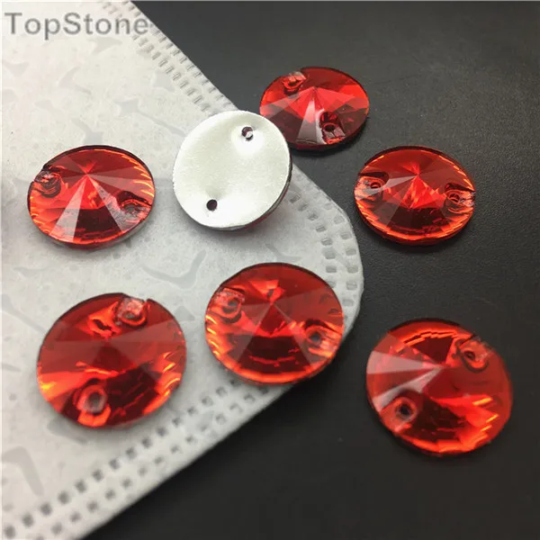 12mm Rivoli 100pcs TopStone Lt Siam красный цвет смешанных размеров формы смолы пришить горный хрусталь Flatback акриловые камни страз стразы и камни для платье - Цвет: 12mm Rivoli 100pcs