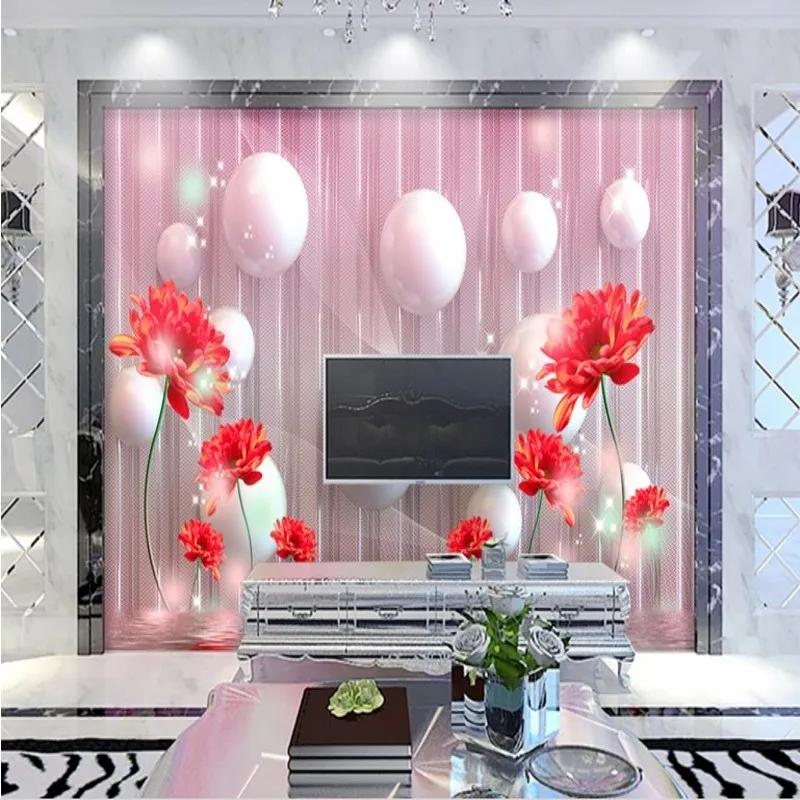 Большие пользовательские обои beibehang 3D стерео современные мечты красный цветок