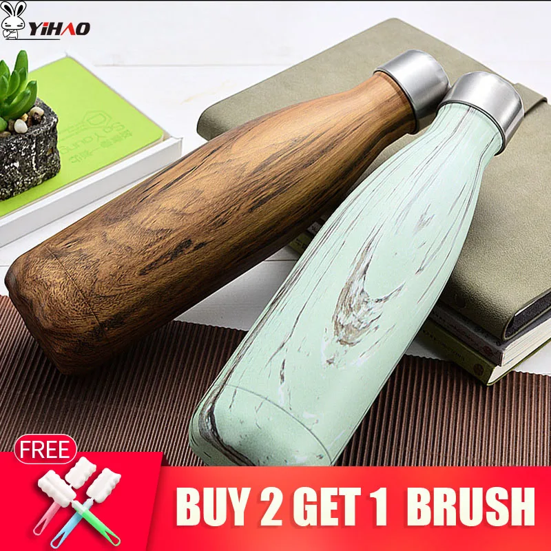 

YiHAO бутылка для воды 350 мл 500 мл из нержавеющей стали термосы теплоизоляция детская бутылка для воды чайник для взрослых