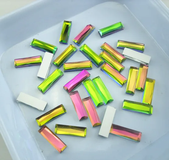 Diy 9 граней Vitrail 5x15 мм прямоугольный стеклянный кристалл серебряный с плоским