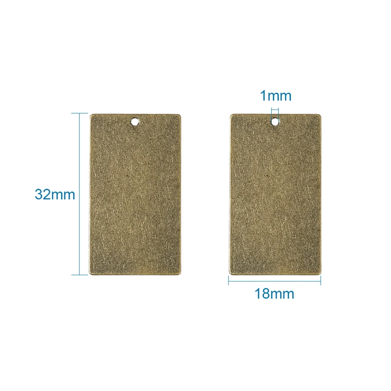 Antique Bronze 32x18 10 шт. металлические латунные штамповочные бирки Антикварные Бронзовые Подвески красная медь прямоугольная квадратная круглая овальная для изготовления ювелирных изделий DIY - Окраска металла: Antique Bronze 32x18