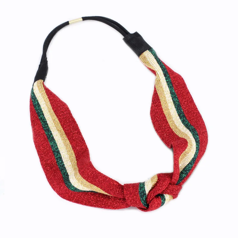 

Boutique Tinsel Striped Ribbon Headbands Ladies Top Knots Turbans Women and Girls Elastic Headwrap Fashion Hair Accessories