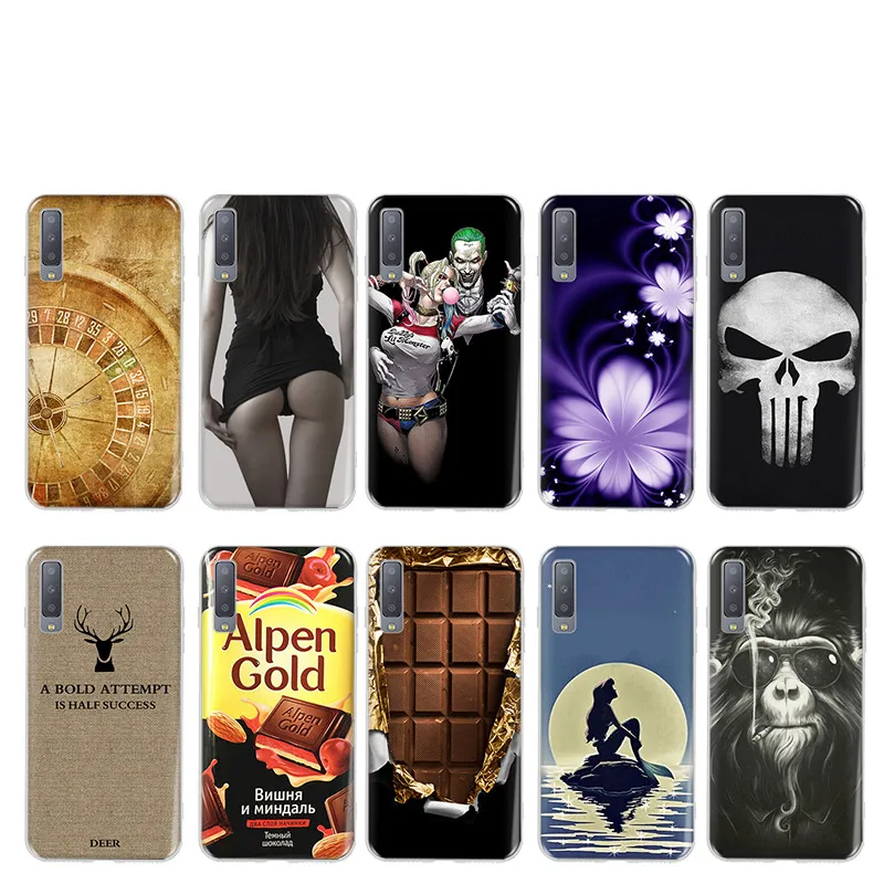 For Samsung A7 2018 Case Silicone Painting Soft Coque Galaxy A72018 A10 A20 A40 A30 A50 A70 A90 Cover Tiger |