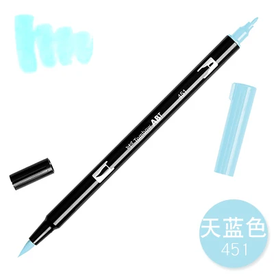 451 1 шт. TOMBOW AB-T Япония 96 цветов две головки художественная кисть ручка маркер Профессиональный водный маркер ручка живопись школьные принадлежности - Цвет: 451