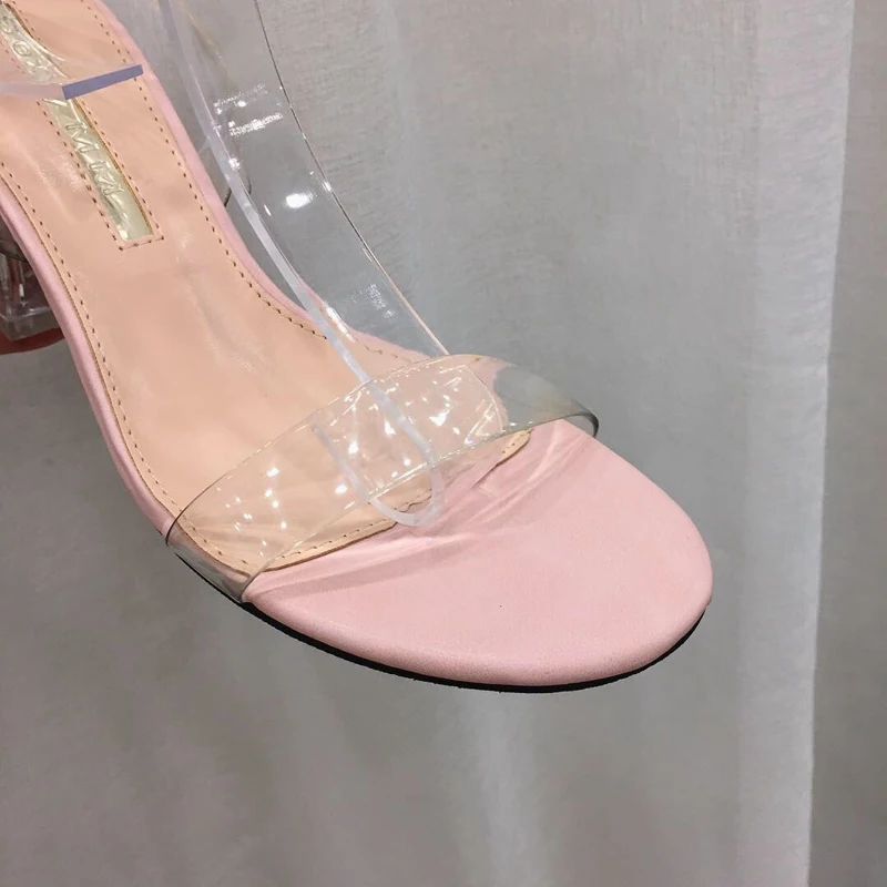 Sandales Femme/2019 прозрачные босоножки на высоком каблуке 6 см Летняя обувь женская и