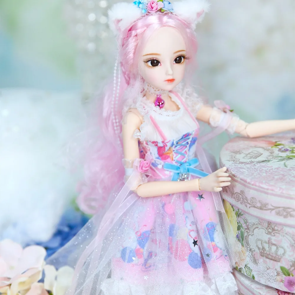 1/4 BJD Dairy Queen name by Rebecca pink hair механический шарнир розовый милый кот одежда обувь 45
