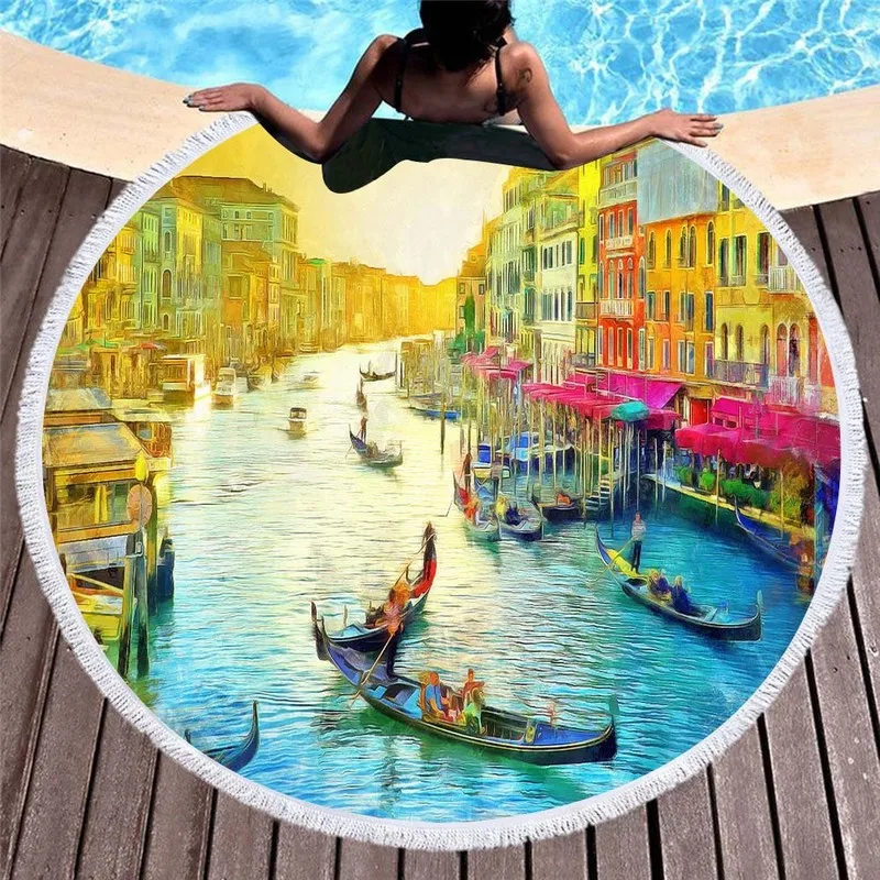 3d печать знаменитое здание пляжное полотенце Венеция пейзаж Пляж Картина маслом