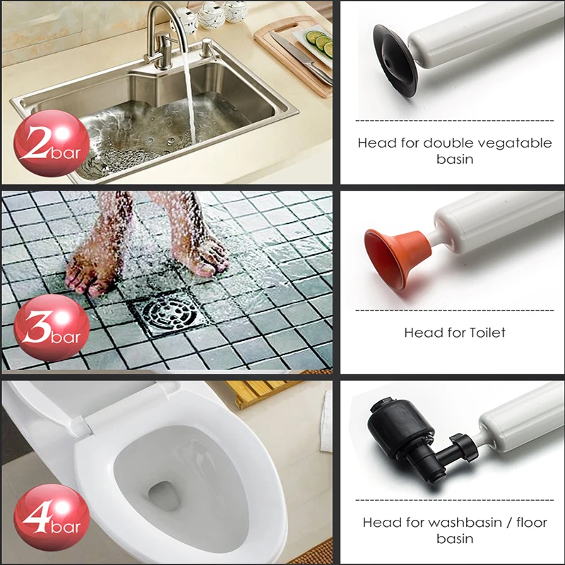 

High Pressure Toilet Plunger Air Drain Blaster Pump Cleaner Plunger for Toilets Bathroom Shower Kitchen Clogged Pipe Bathtub