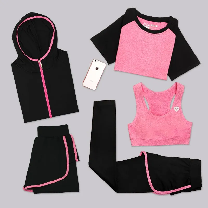 JINXIUSHIRT 5 шт. женский спортивный комплект для йоги бега фитнеса костюм с длинными