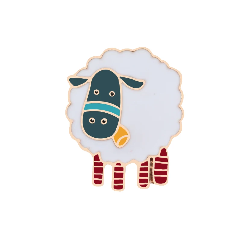 style2 Милый Мультфильм Альпака булавки Овцы Броши для женщин металлическая эмаль Нагрудный значок булавки джинсовые куртки мужские хиджаб ювелирные изделия Kawaii подарок ребенку - Окраска металла: style2