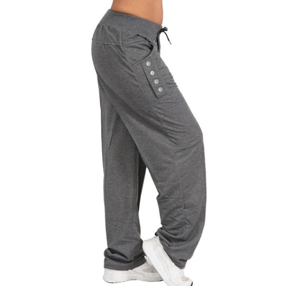 NIBESSER Plus Size Women Casual Loose Pants Sports Workout Trousers Fashion Pants Sportswear Fitness Drawstring Trousers