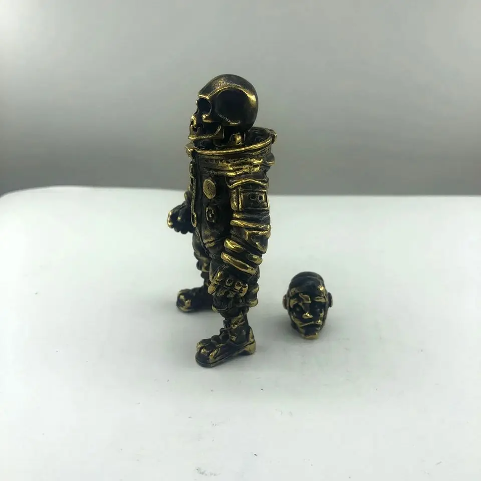 Твердая латунь космонавт череп художественные фигурки каллиграфия пресс папье