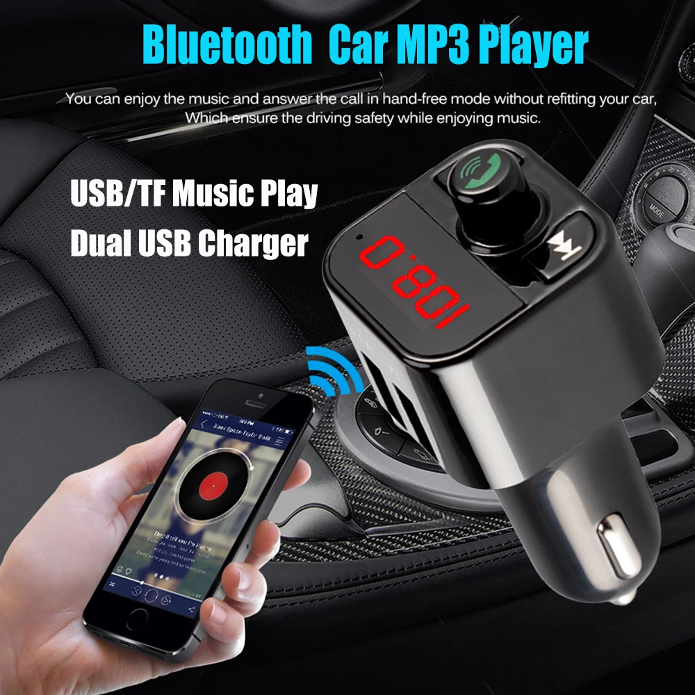 JINSERTA автомобильный стиль Bluetooth fm-передатчик автомобильный комплект свободные руки MP3 плеер TF USB флеш музыкальный адаптер двойной usb зарядка