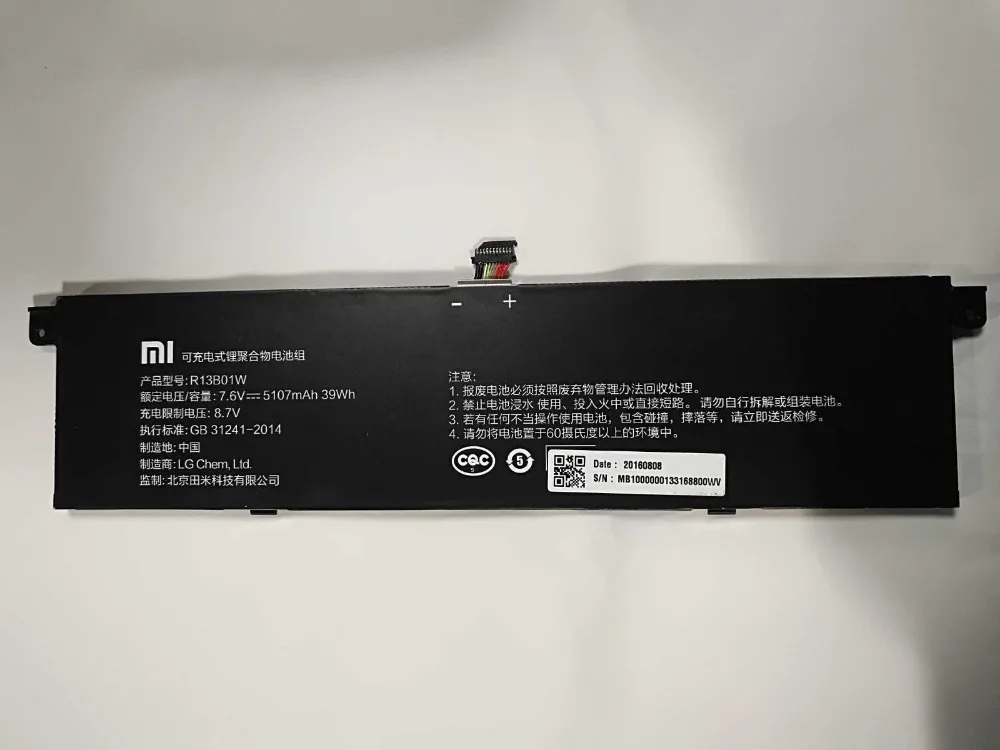 Новый оригинальный аккумулятор для Xiaomi Mi Air 13 3 &quotR13B01W R13B02W 7 6 V 39WH|Аккумуляторы