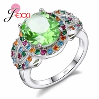 antique promise rings for women wedding enagement 925 sterling silver ring multi colored rainbow cz zircon fashion bijoux