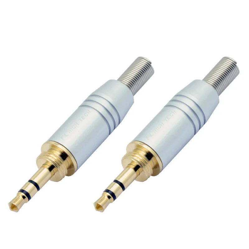 100pcs Aluminum Tube 3 poles 3.5mm stereo male plug screw-in wire connector with spring Gold Plated Plug Jack R Connector | Обустройство