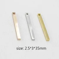 20pcs 2.5*3*35mm Gold/steel Color Stainless Steel Long Bar charm Strip shape pendant For Necklace DIY Handmade Jewelry Making
