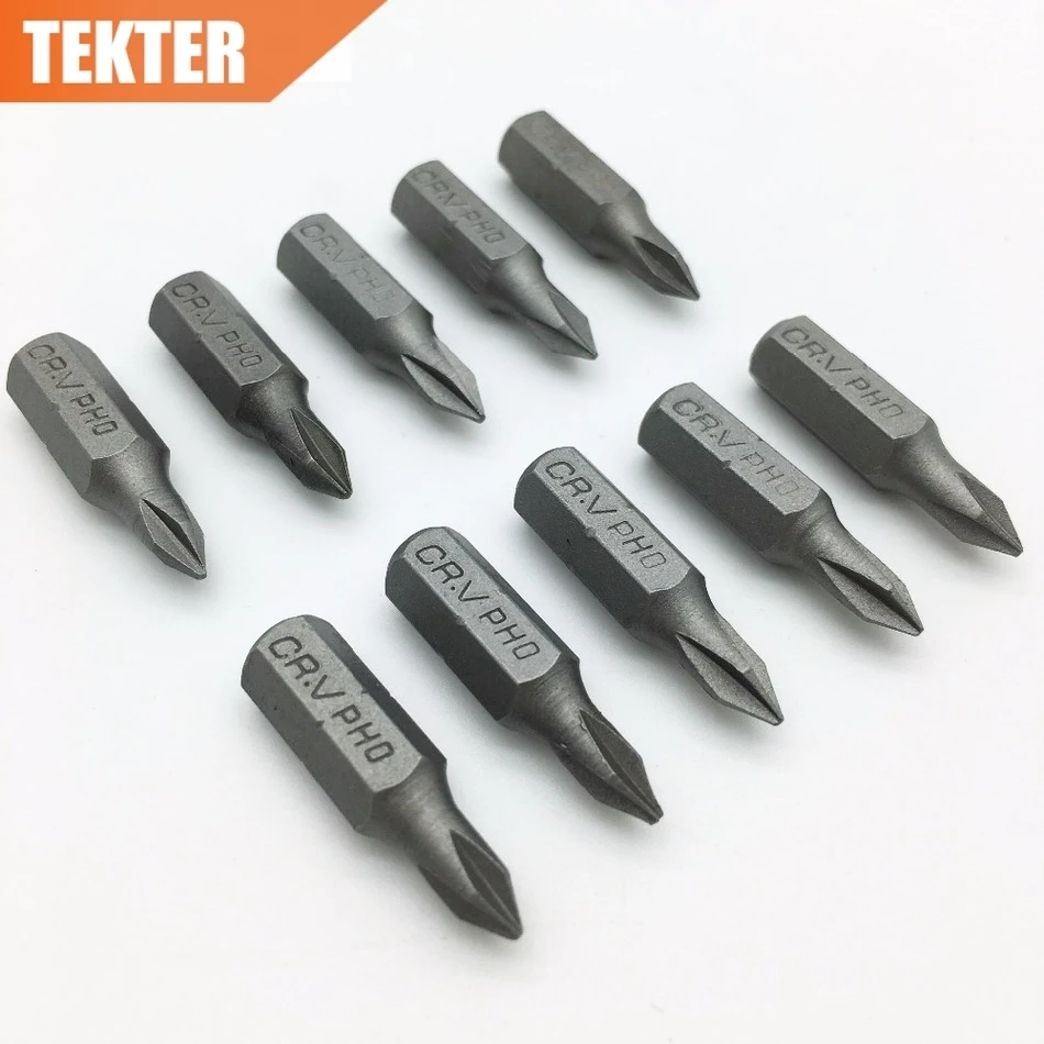 TEKTER 10 шт. хром-ванадиевая CR-V сталь#0 отвертка Philips bits 25 мм шестигранный хвостовик крутящий момент PH0 отвертка Набор инструментов