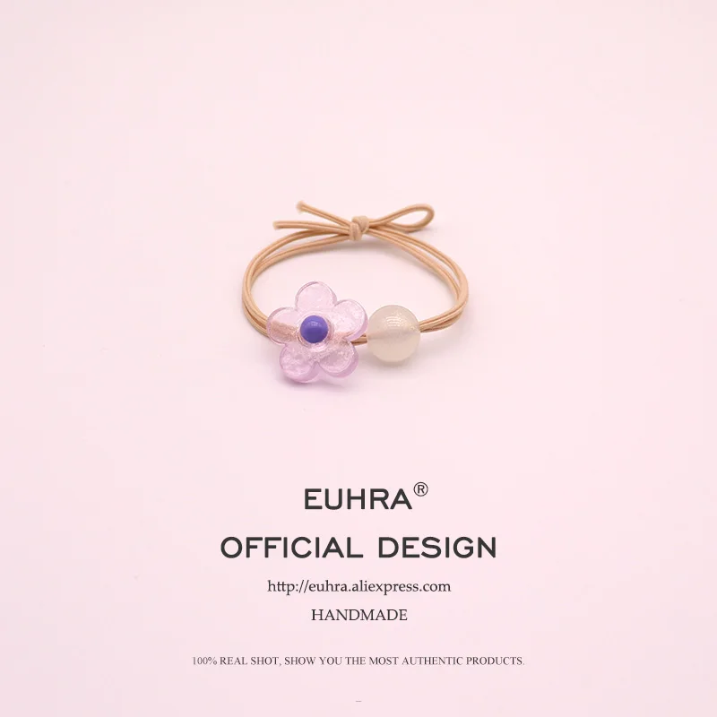 EUHRA, 5 цветов, эластичная прозрачная яркая лента для волос с лепестками для девочек, детская резинка, высокая эластичность - Цвет: Color 3